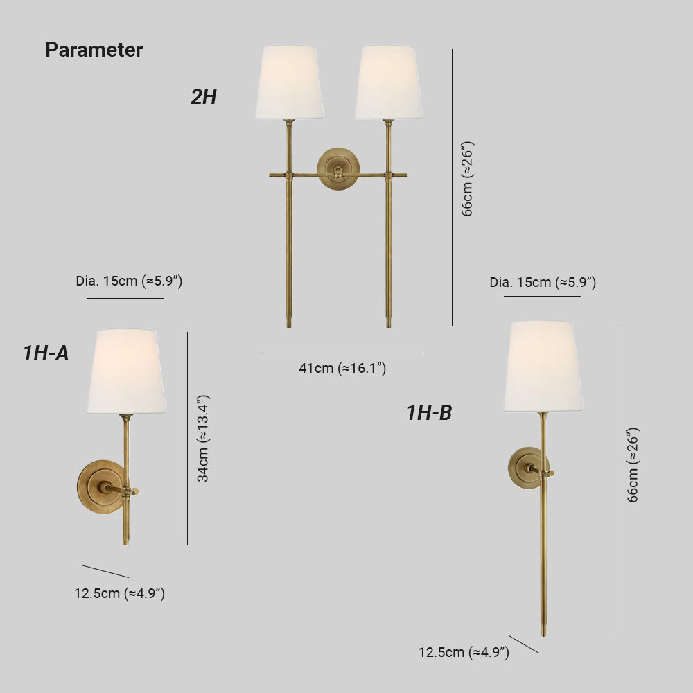 Theodore Wall Sconce in Brass and Fabric