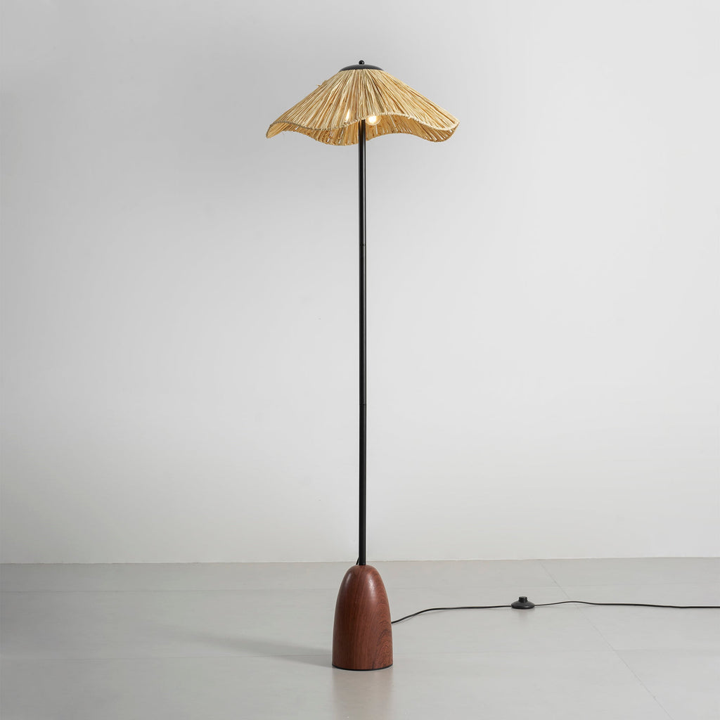 Retro Straw Hat Floor Lamp