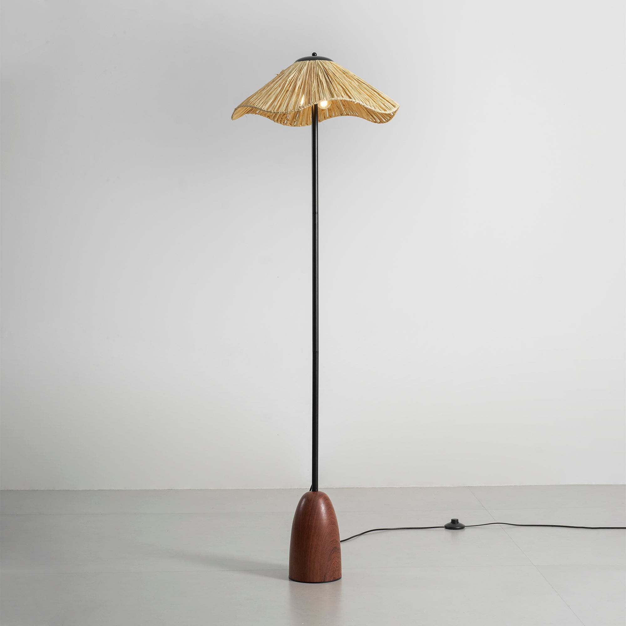 Retro Straw Hat Floor Lamp