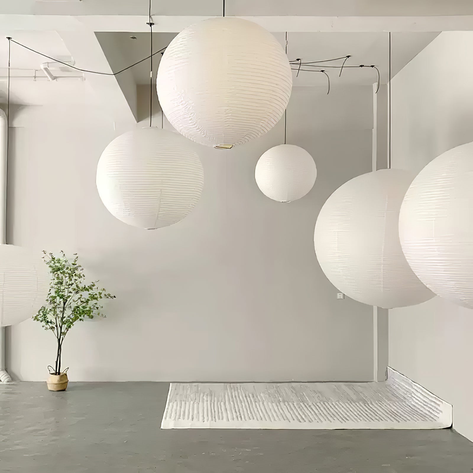 Washi Paper Suspension Lamp for Living Room