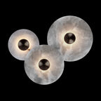 Round Wall Lamp Alabaster Fluted Brass