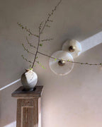 Round Wall Lamp Alabaster Fluted Brass