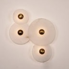 Round Wall Lamp Alabaster Fluted Brass