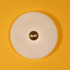 Round Wall Lamp Alabaster Fluted Brass