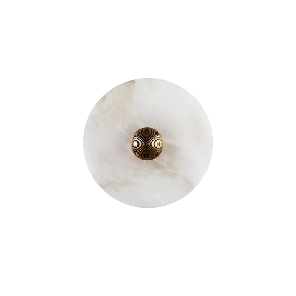 Round Wall Lamp Alabaster Fluted Brass