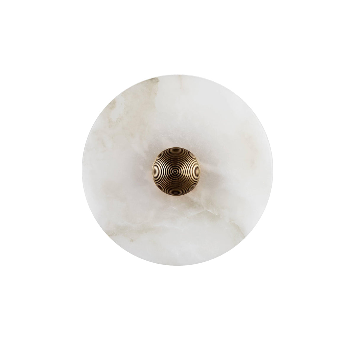 Round Wall Lamp Alabaster Fluted Brass