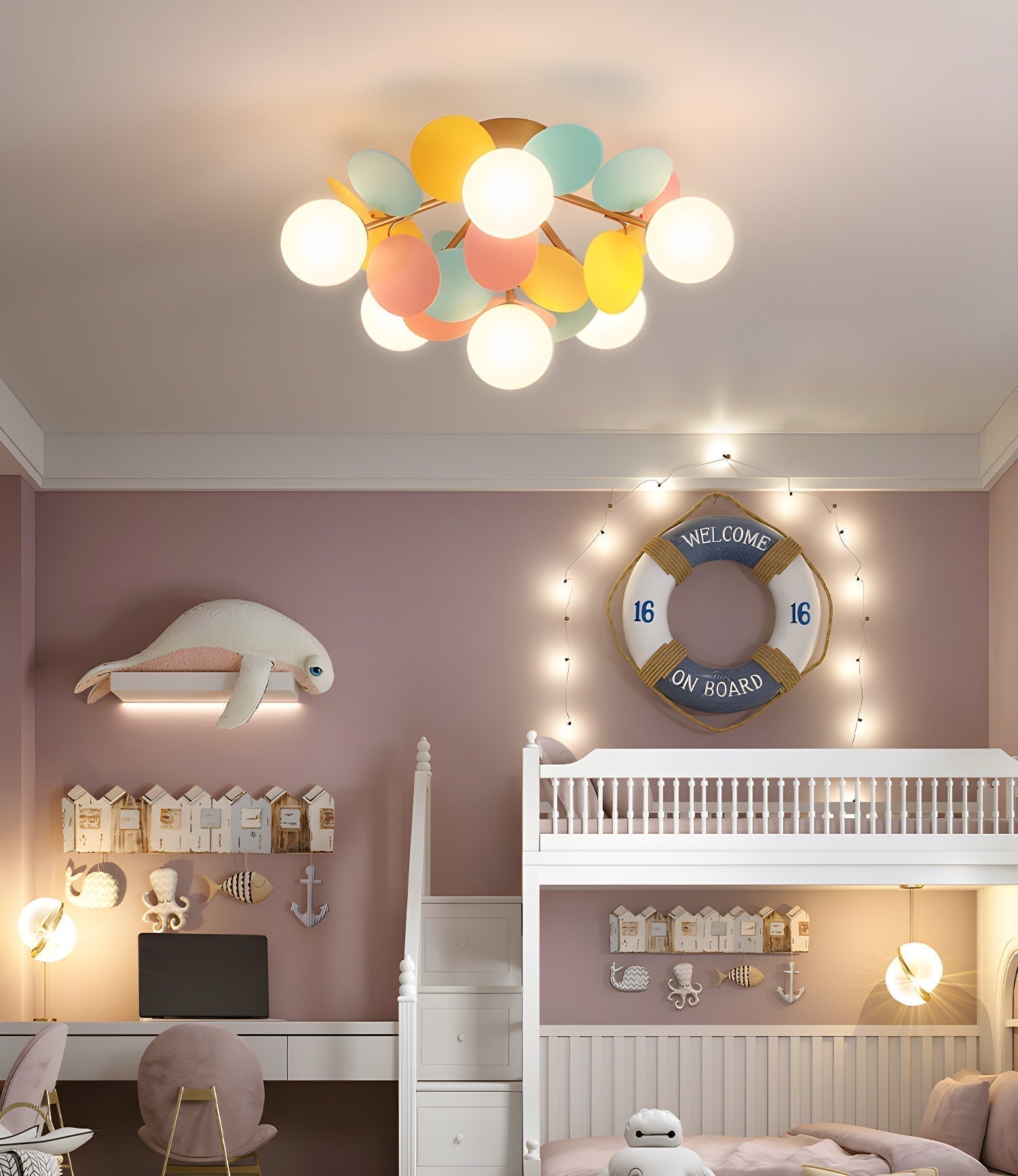 Solara Round Ceiling Light Macaron in Pastel Colors