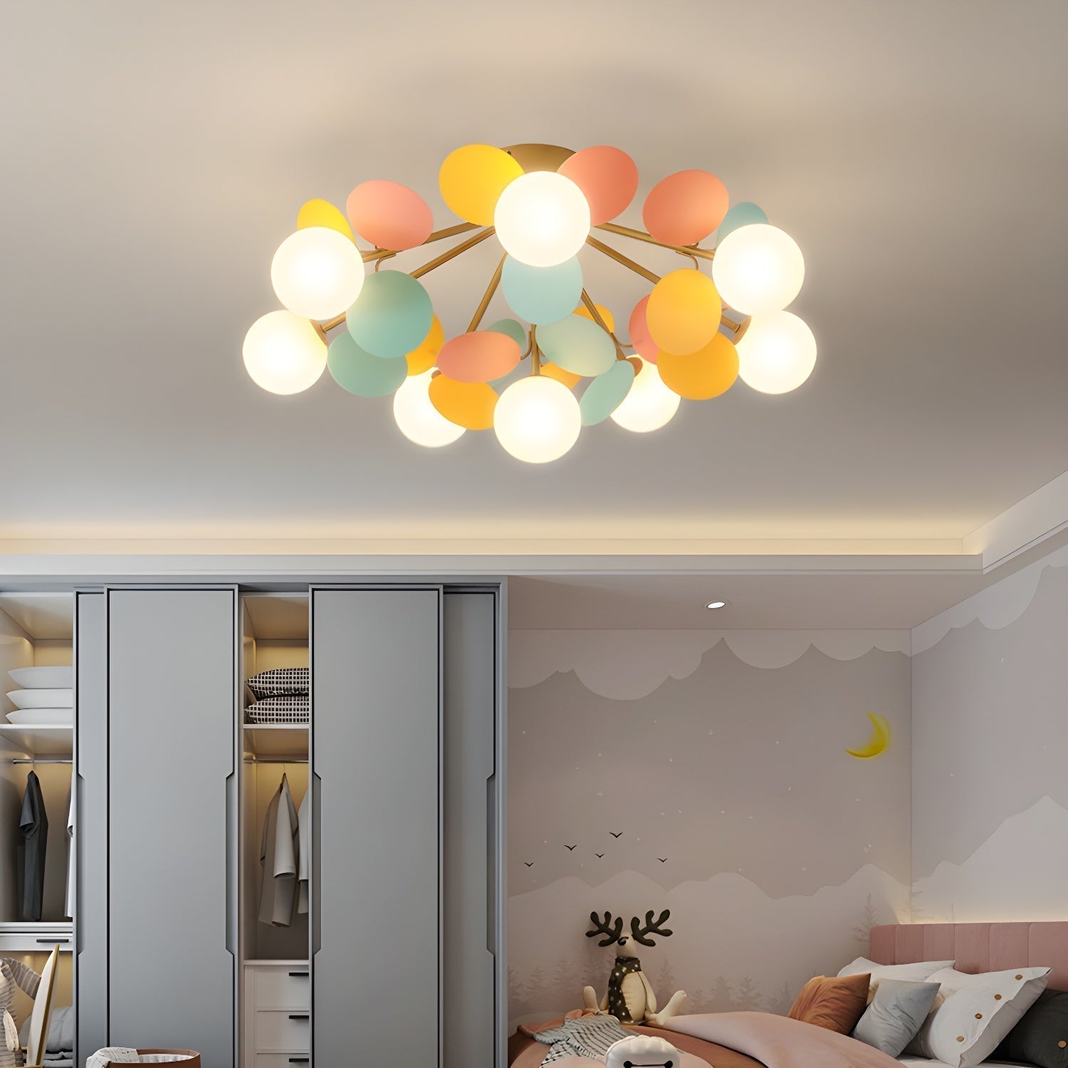 Solara Round Ceiling Light Macaron in Pastel Colors