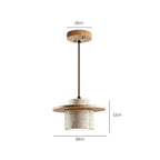 Modern Hanging Lamp Made of Stone and Wood