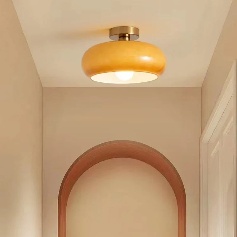 Hanging lamp with an opalescent shade – an elegant retro Bauhaus accent