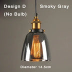 Retro Industrial Pendant Lamp with Glass – Smoky Glass Shade