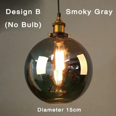 Retro Industrial Pendant Lamp with Glass – Smoky Glass Shade