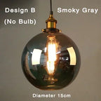 Retro Industrial Pendant Lamp with Glass – Smoky Glass Shade