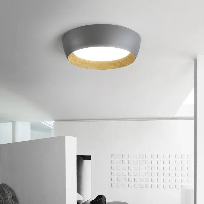 Modern LED Ceiling Lamp with Wooden Accent