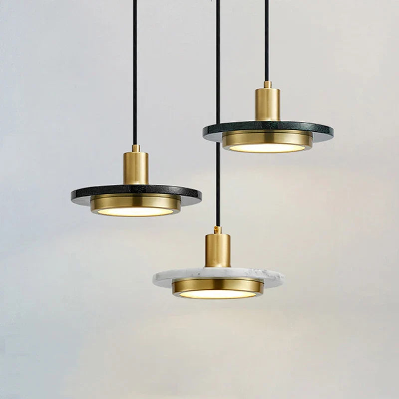 Modern Hanging Lamp with Marble Style Detail
