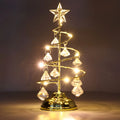 Decorative LED Christmas Tree on a Gold Base – Holiday Ornament with Spiral Wire and Crystals