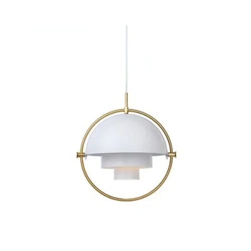 Designer Hanging Lamp with Metal Shade and Decorative Ring