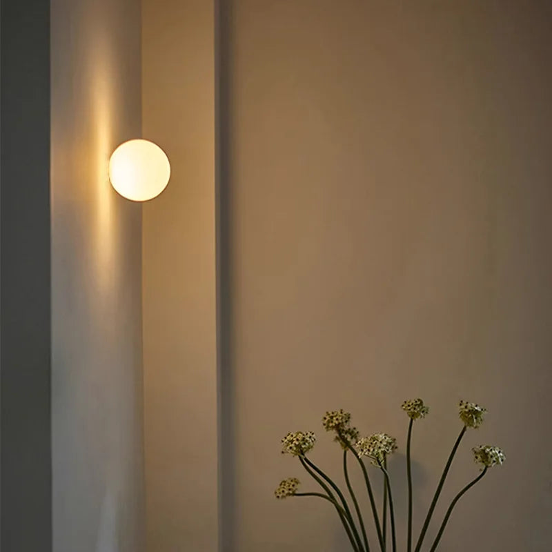 Modern LED Wall Lamp Sphere – Minimalist Wall Sconce for Bedroom, Living Room, and Hallway