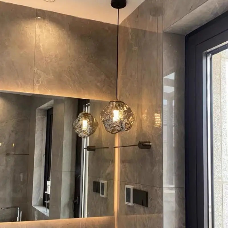 Modern Pendant Lamp with Irregular Glass Shade