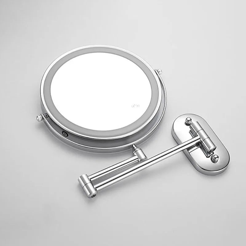 Wall-mounted cosmetic mirror with LED lighting and magnification