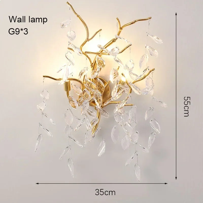 Exclusive chandelier with crystal leaves – branch effect, modern elegance