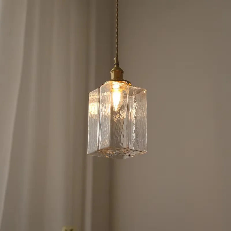 Vintage glass hanging lamps with brass finish