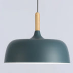 Modern metal pendant lamp with wooden accent – minimalist Scandinavian style