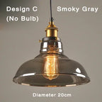 Retro Industrial Pendant Lamp with Glass – Smoky Glass Shade