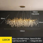 Exclusive chandelier with crystal leaves – branch effect, modern elegance