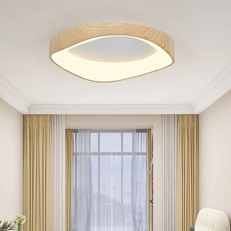 Scandinavian LED Ceiling Lamp – Modern Surface-Mounted Lamp with Wood Effect