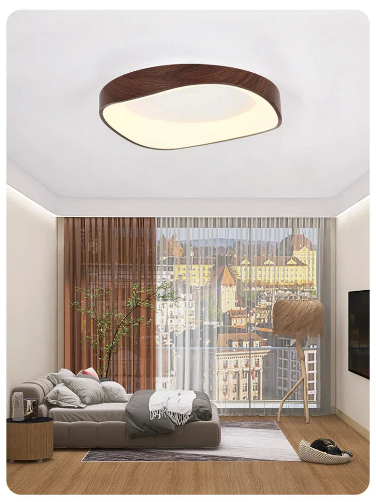 Scandinavian LED Ceiling Lamp – Modern Surface-Mounted Lamp with Wood Effect