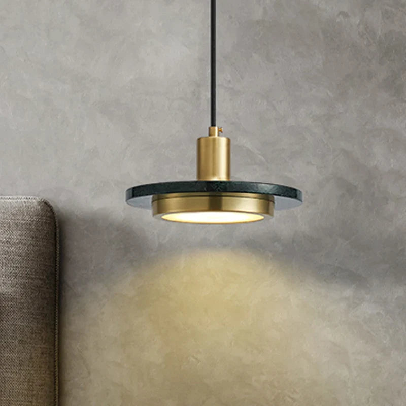 Modern Hanging Lamp with Marble Style Detail