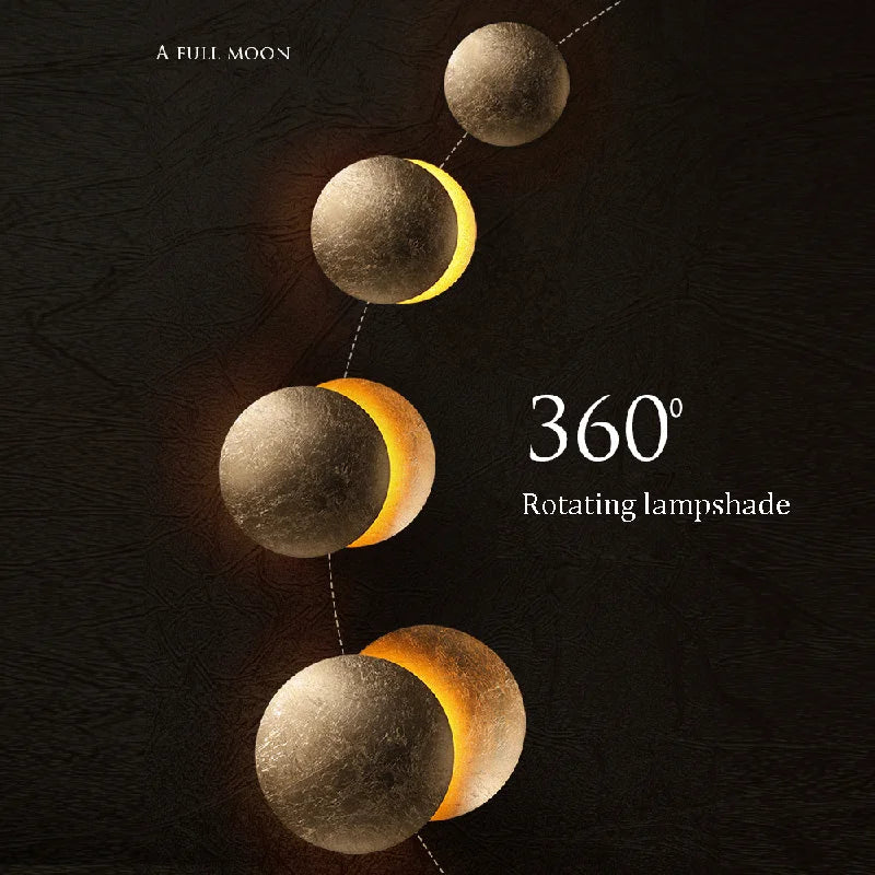 Decorative wall lamp inspired by moon phases - Rotating shade 360°