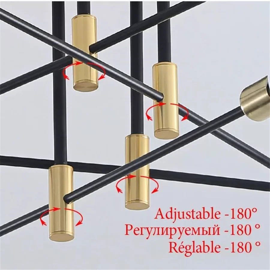 Industrial ceiling lamp chandelier with round lights