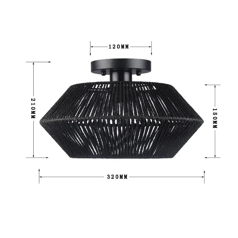 Ceiling lamp with a lattice lampshade – modern ceiling light in boho or industrial style