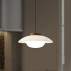 Modern Glass Pendant Lamp – Minimalist Design with Wooden Accent
