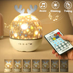 LED Night Projector with Remote Control and Music – Children's Lamp with Stars and Timer