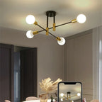 Industrial ceiling lamp chandelier with round lights