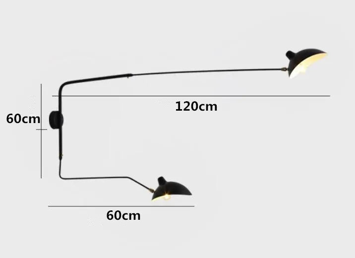 Designer wall lamp with double arm – adjustable wall light for living room, office, or bedroom