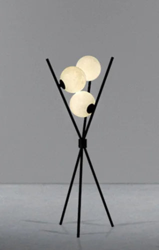 Designer LED Floor Lamp with Moon-Shaped Shades – Table and Floor Lamp on Tripod