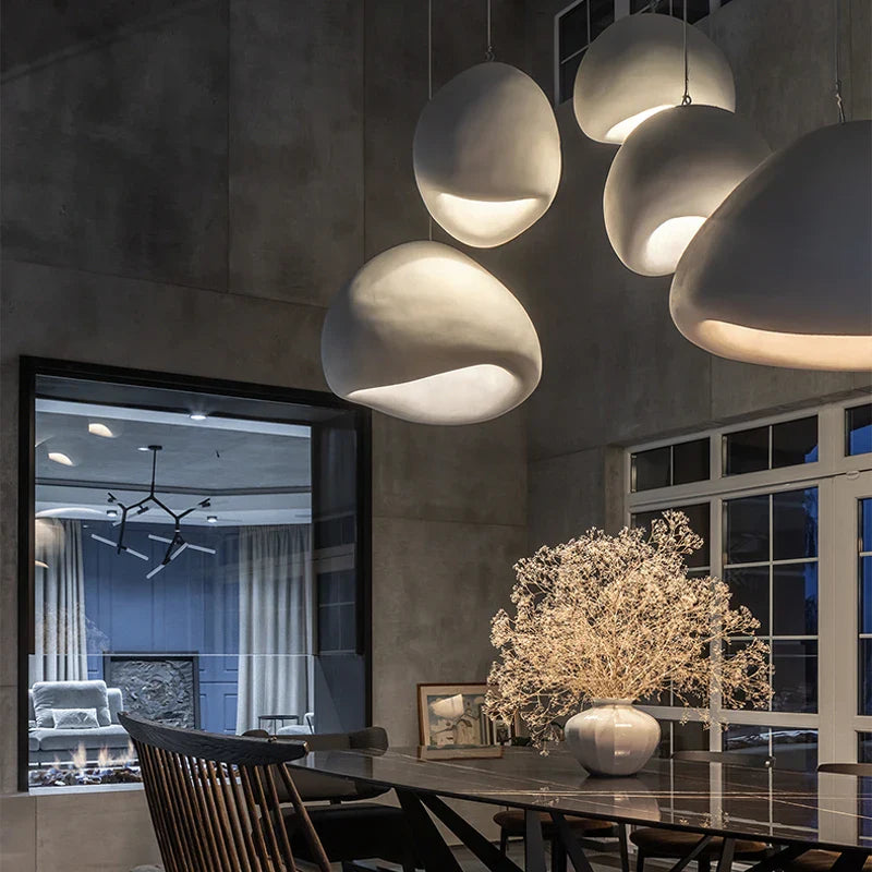 Hanging LED Ceiling Lamp in Wabi-Sabi Style