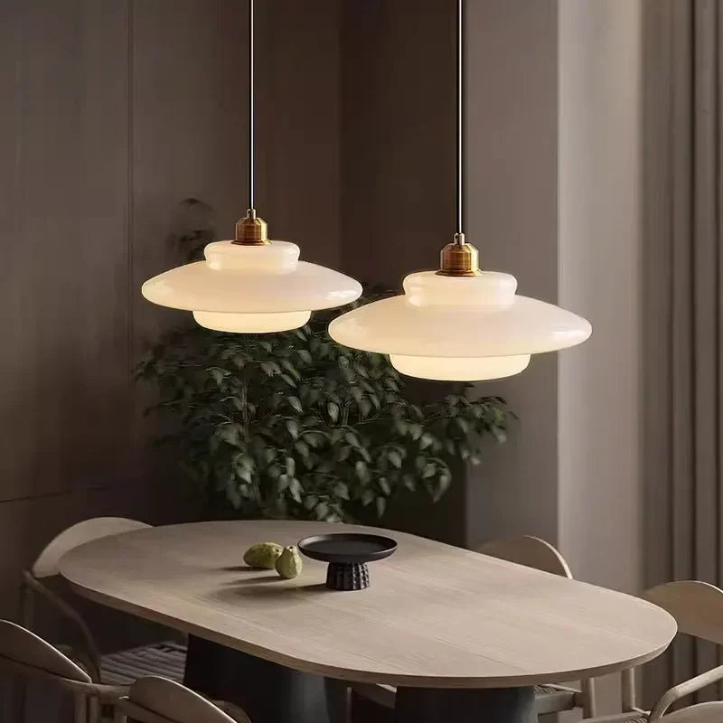 Hanging Ceiling Lamp with Milk White Glass