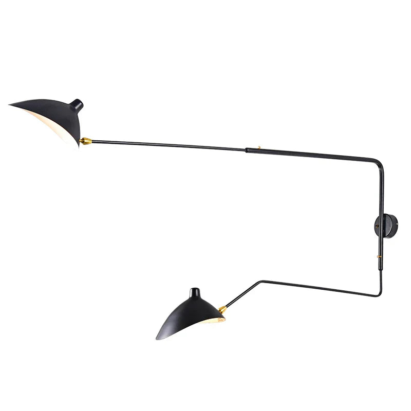 Designer wall lamp with double arm – adjustable wall light for living room, office, or bedroom