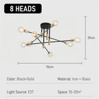 Industrial ceiling lamp chandelier with round lights