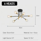 Industrial ceiling lamp chandelier with round lights