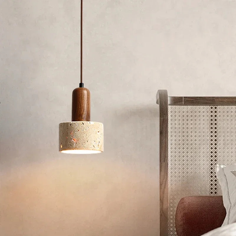 Pendant lamp made of natural stone and wood – modern ceiling lamp for the kitchen or dining room