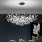Exclusive chandelier with crystal leaves – branch effect, modern elegance