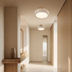 Ceiling lamp made of stone and wood in a minimalist style