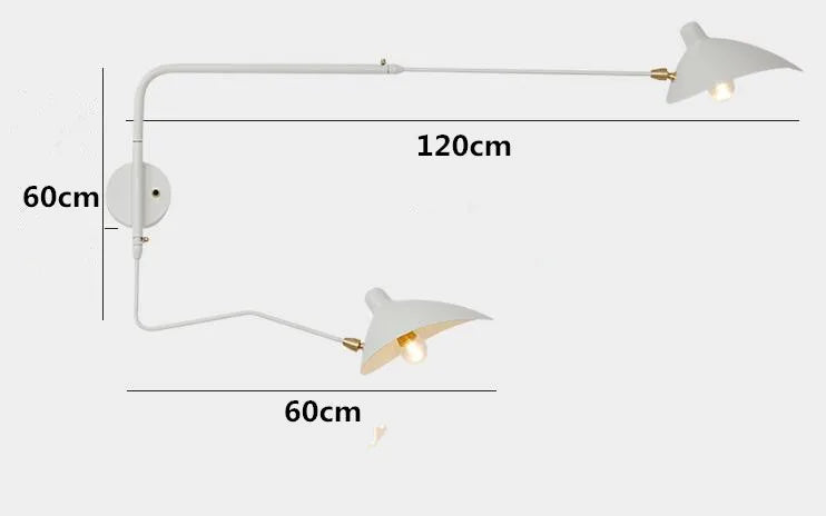 Designer wall lamp with double arm – adjustable wall light for living room, office, or bedroom