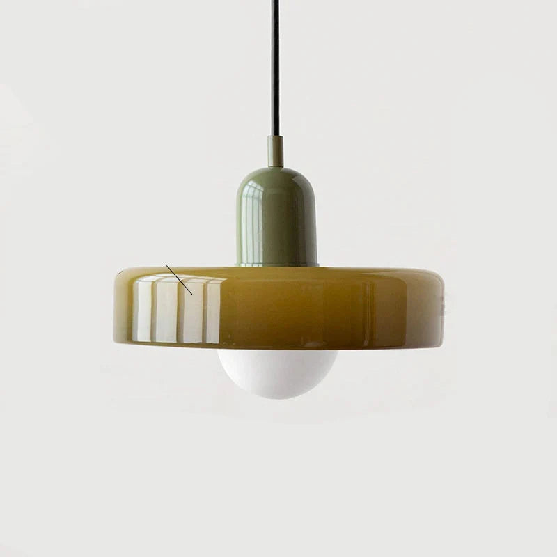 Modern pendant lamp with colorful glass shade Bauhaus